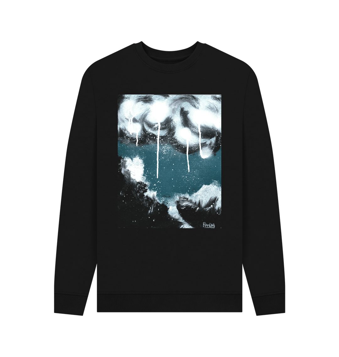 Black Printed Sweater Front