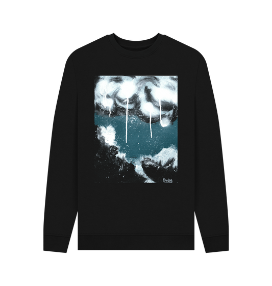 Black Printed Sweater Front