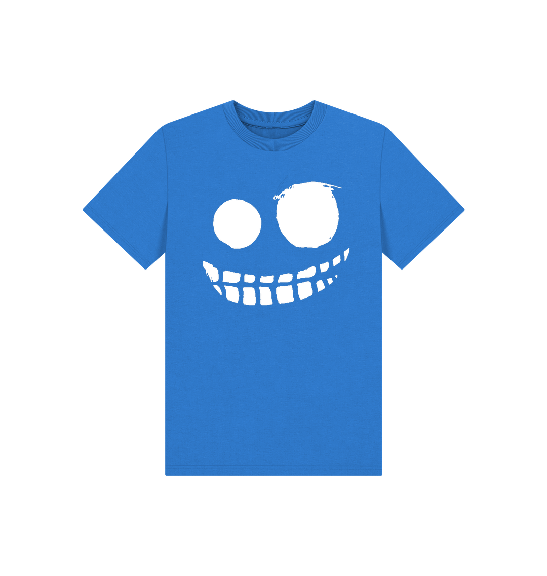 Bright Blue Printed Kids T-Shirt Front