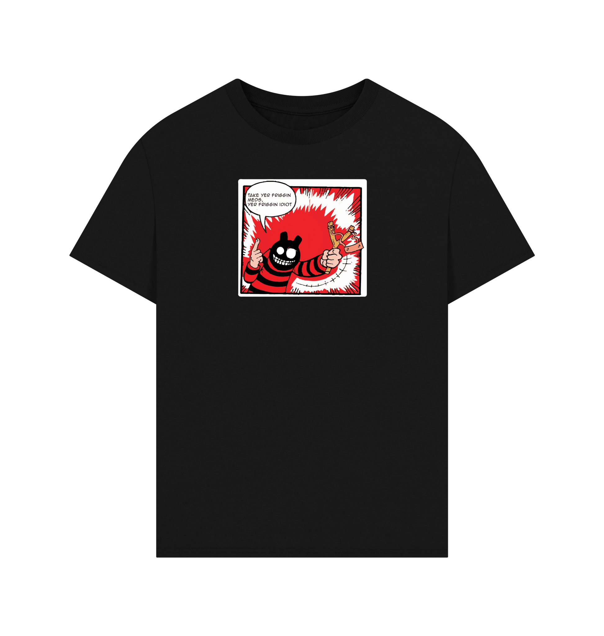 Black Printed T-shirt Front