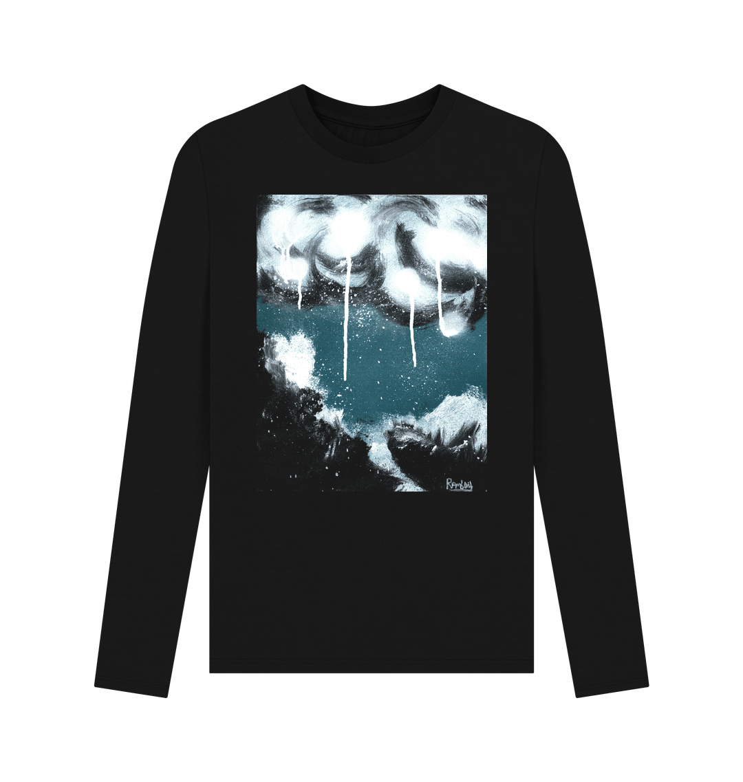 Black Printed Long Sleeve T Shirt Front