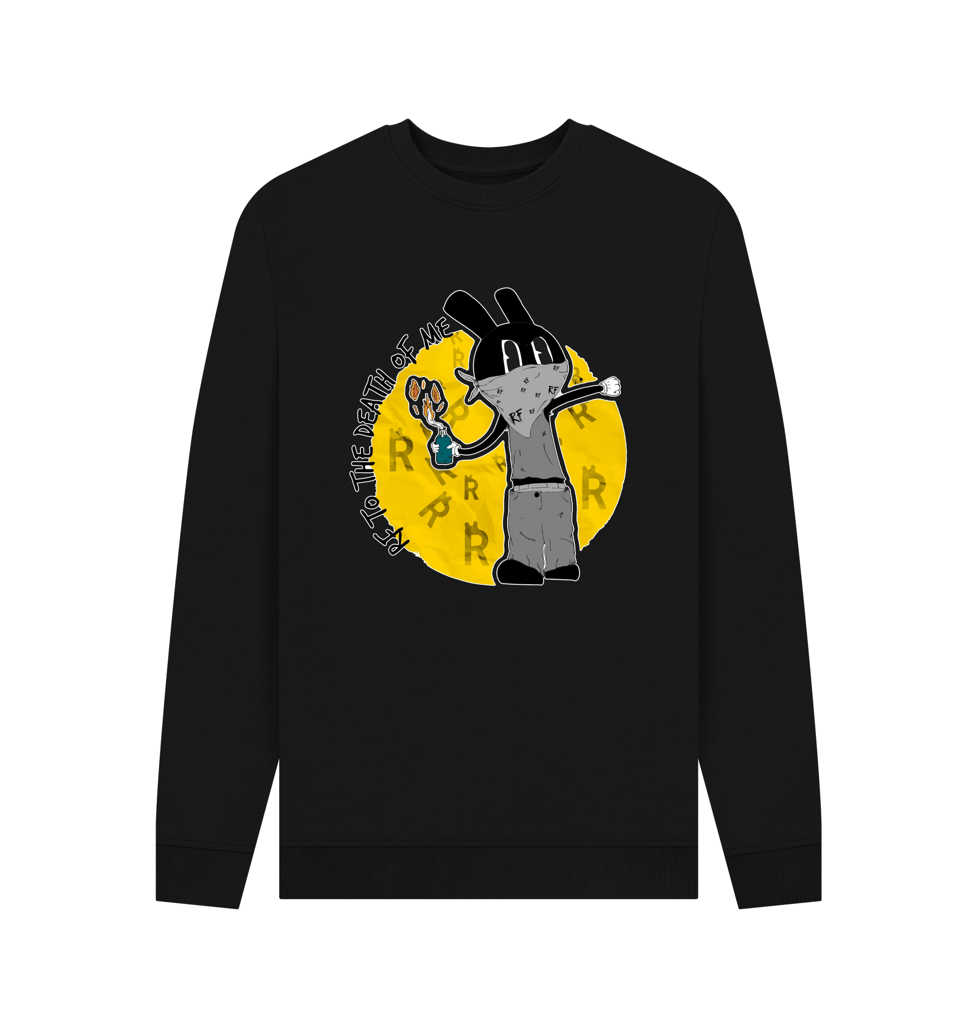 Black Printed Sweater Front